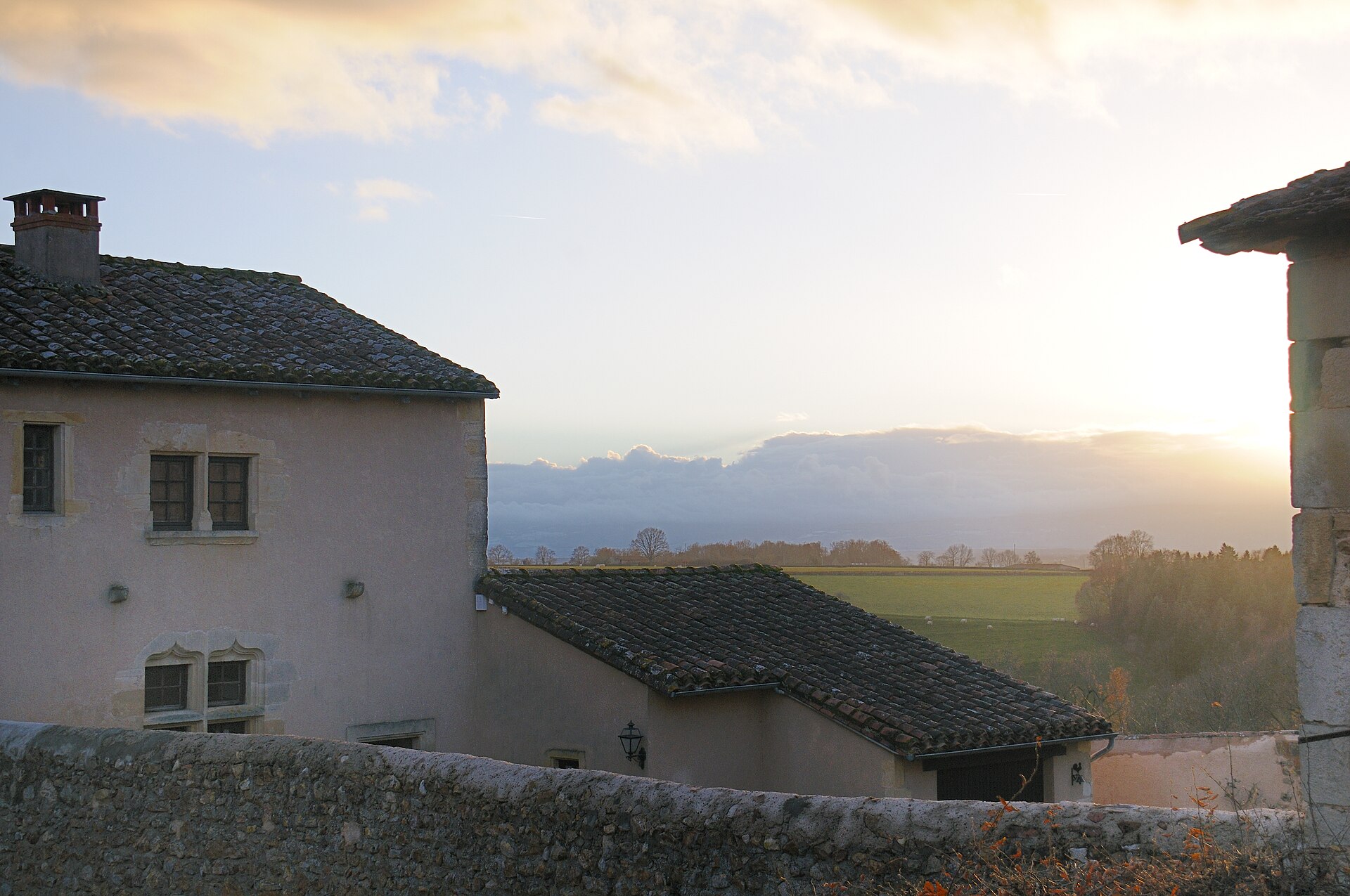 Houses and countryside in Semur-en-Brionnais, France